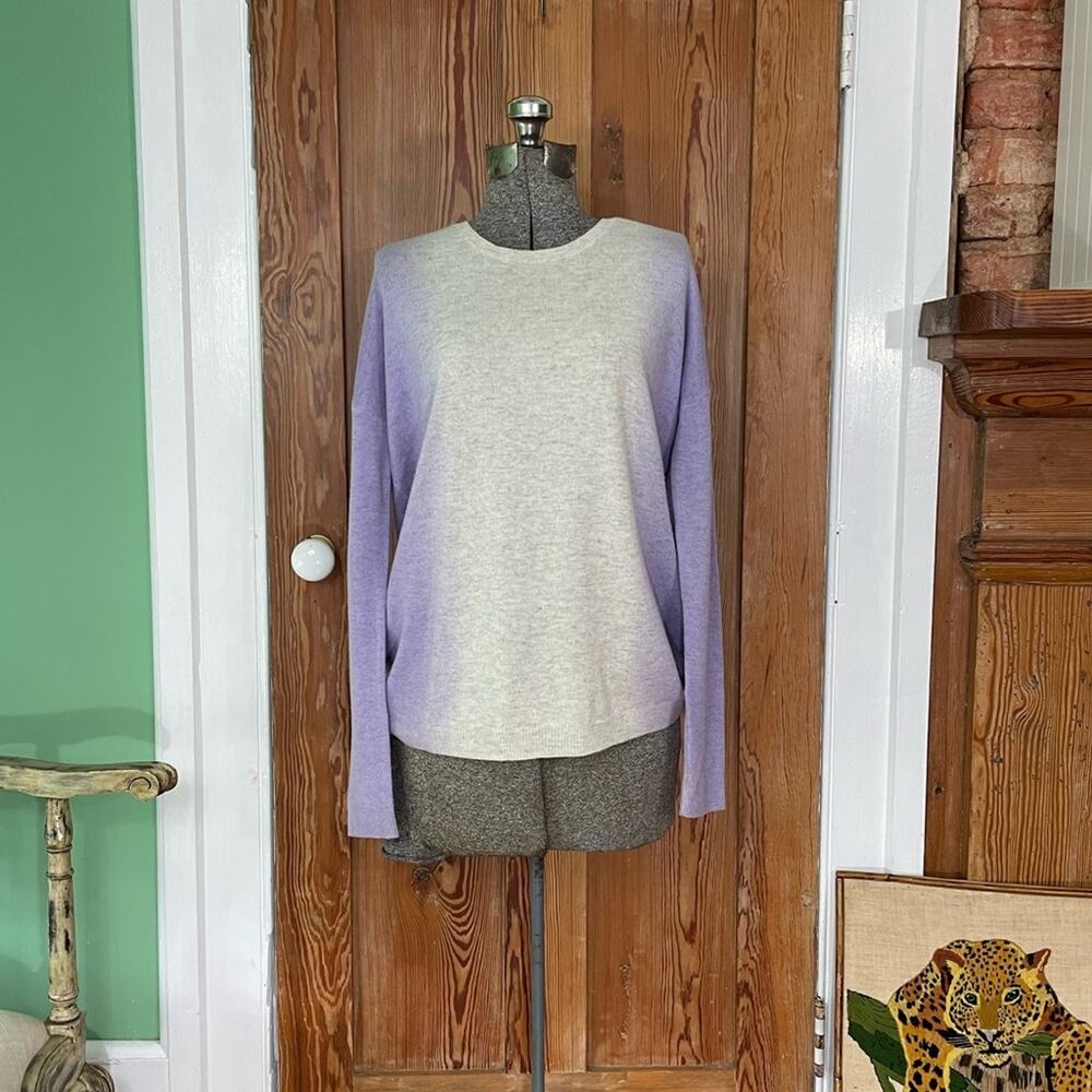 Vince Cashmere/Wool Blend Lavender-to Gray Tonal Gradiant Sweater  Sz XS💛🎀 - Picture 3 of 12